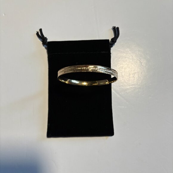 Lifetime Jewelry Gold Plated Bangle Bracelet with Decorative Engraving - Picture 7 of 9